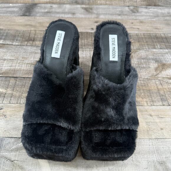 Steve Madden Chunky Faux Fur Heels Size 9.5M - Picture 5 of 8